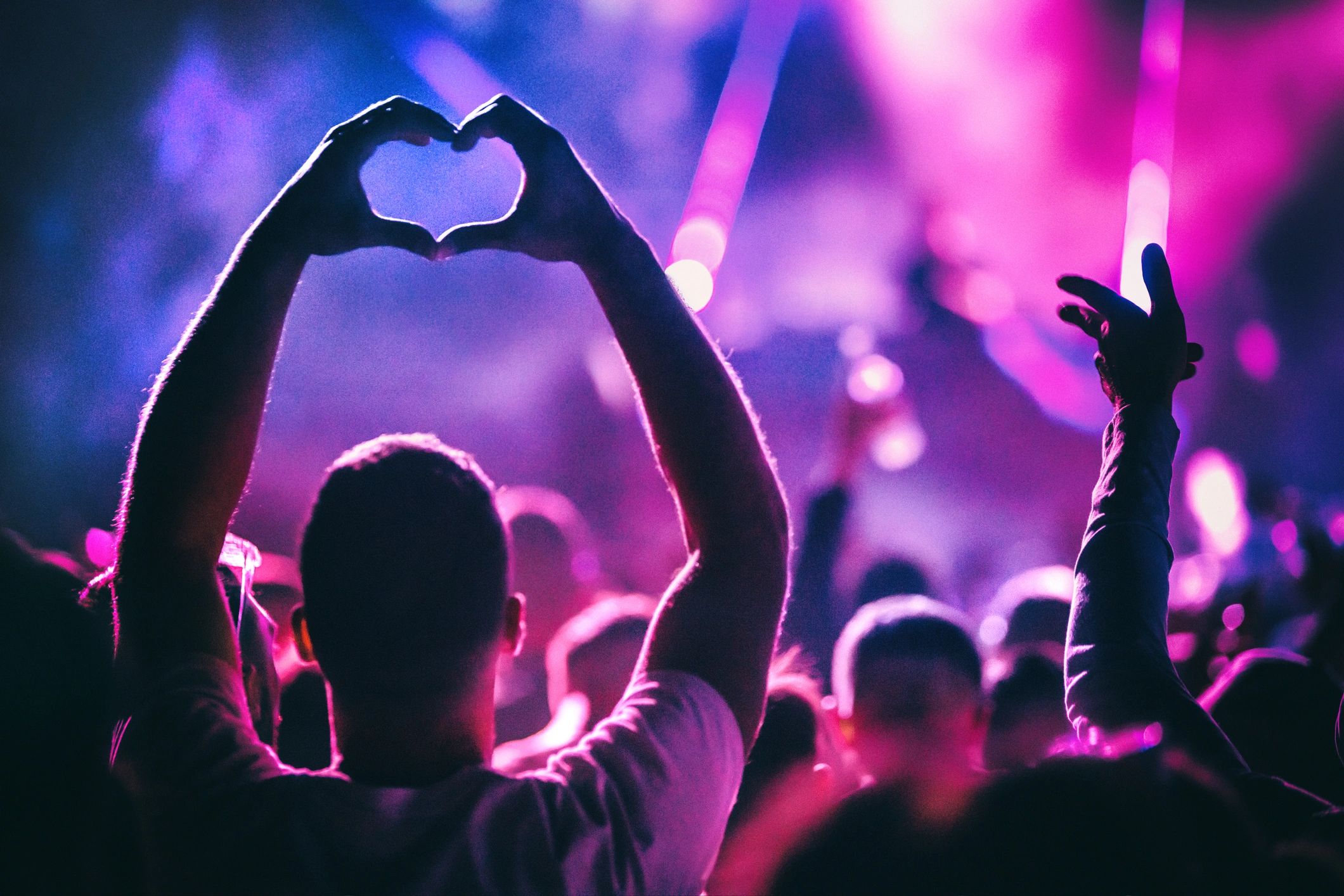 happy audience at live music event